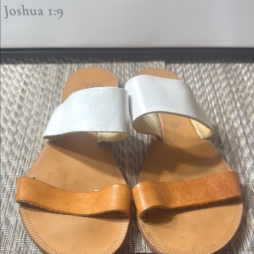 Joie A La Plage Two-Tone Leather Slide Sandals Women’s SZ 38.5= US 8 Box1